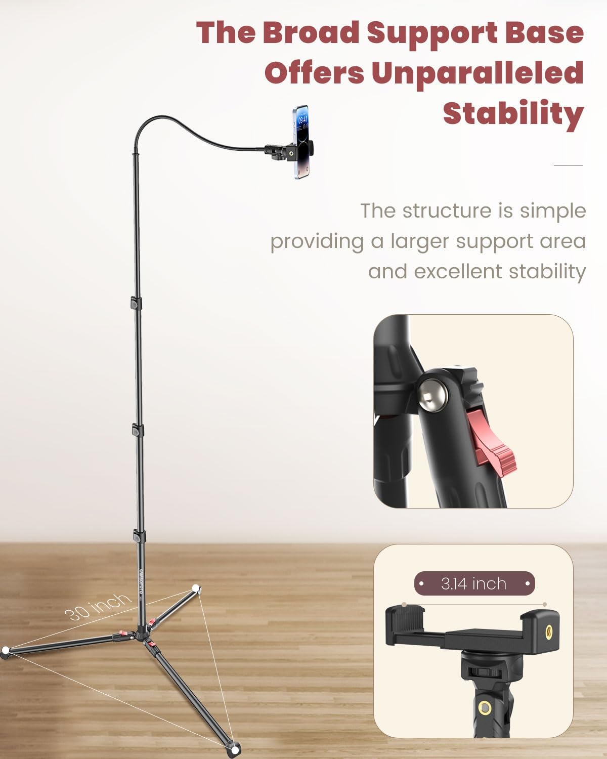 CAMBOFOTO 87" 15.7" 360 Phone Tripod, Overhead Flexible Tall Tripod Stand with Remote, Selfie Stick, Compatible