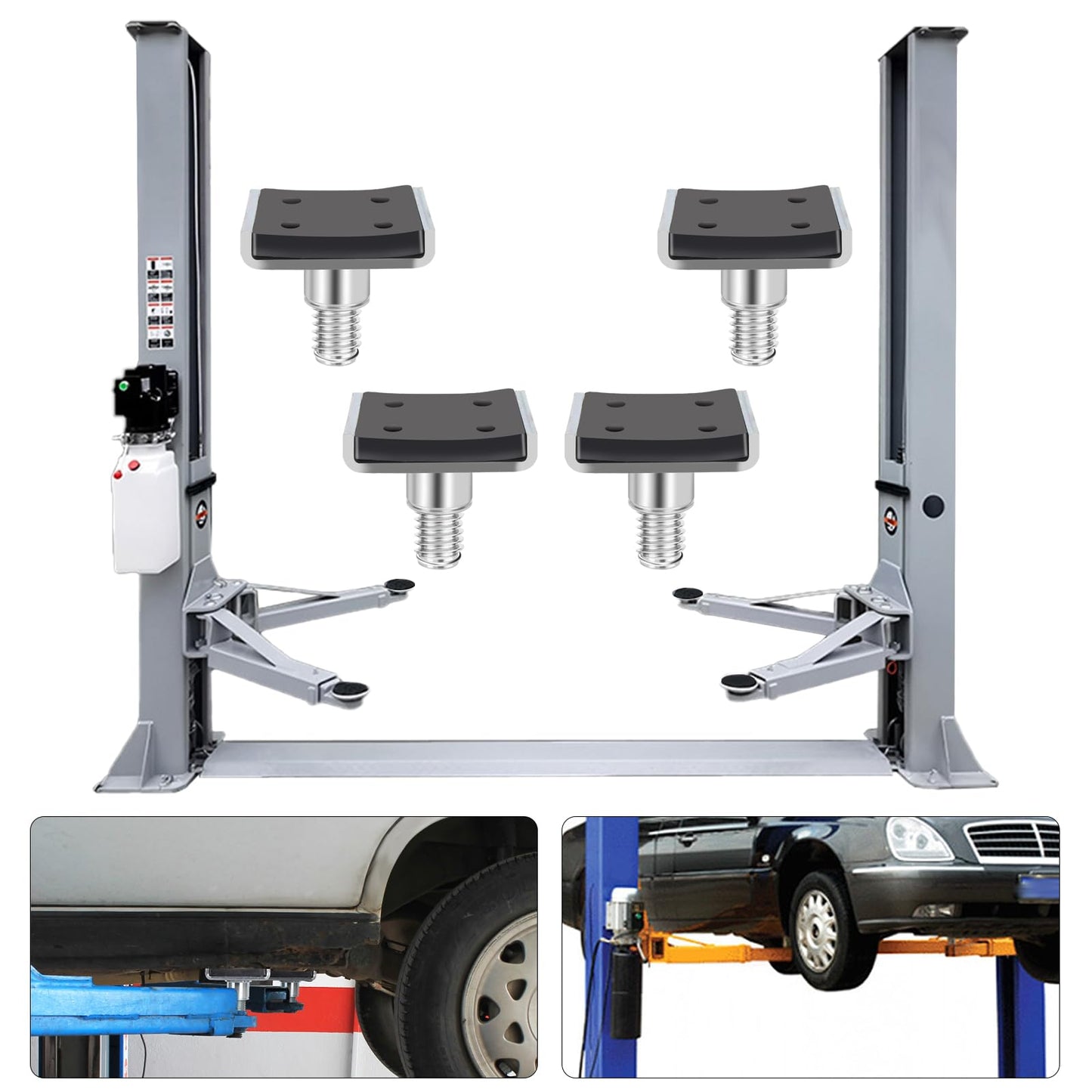 gjkldcvb 4 Pack Truck Adapter for 2 Post Lift, Hot Dipped Galvanized Steel Lift Pads for Auto/Car/Vehicle, Auto Lift Spin-Up Frame Adapter, Truck Adapter Kit