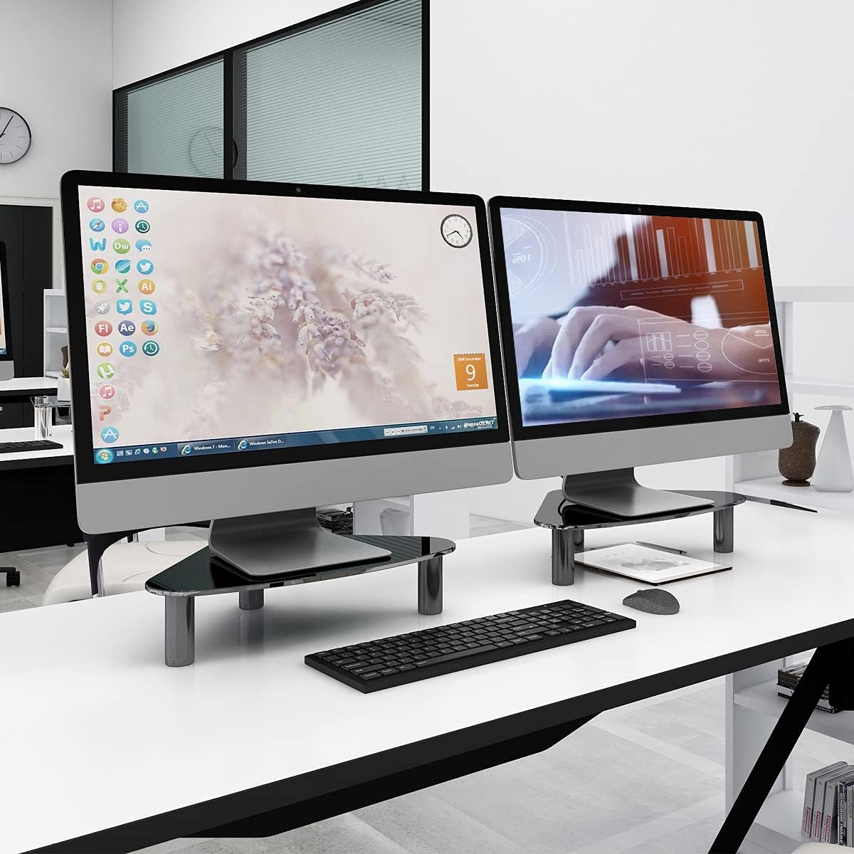 2 Pack HD01B-203 Hemudu Computer Monitor Riser | Triangle Save Space Desktop Corner Stand for Computer Monitor & Laptop