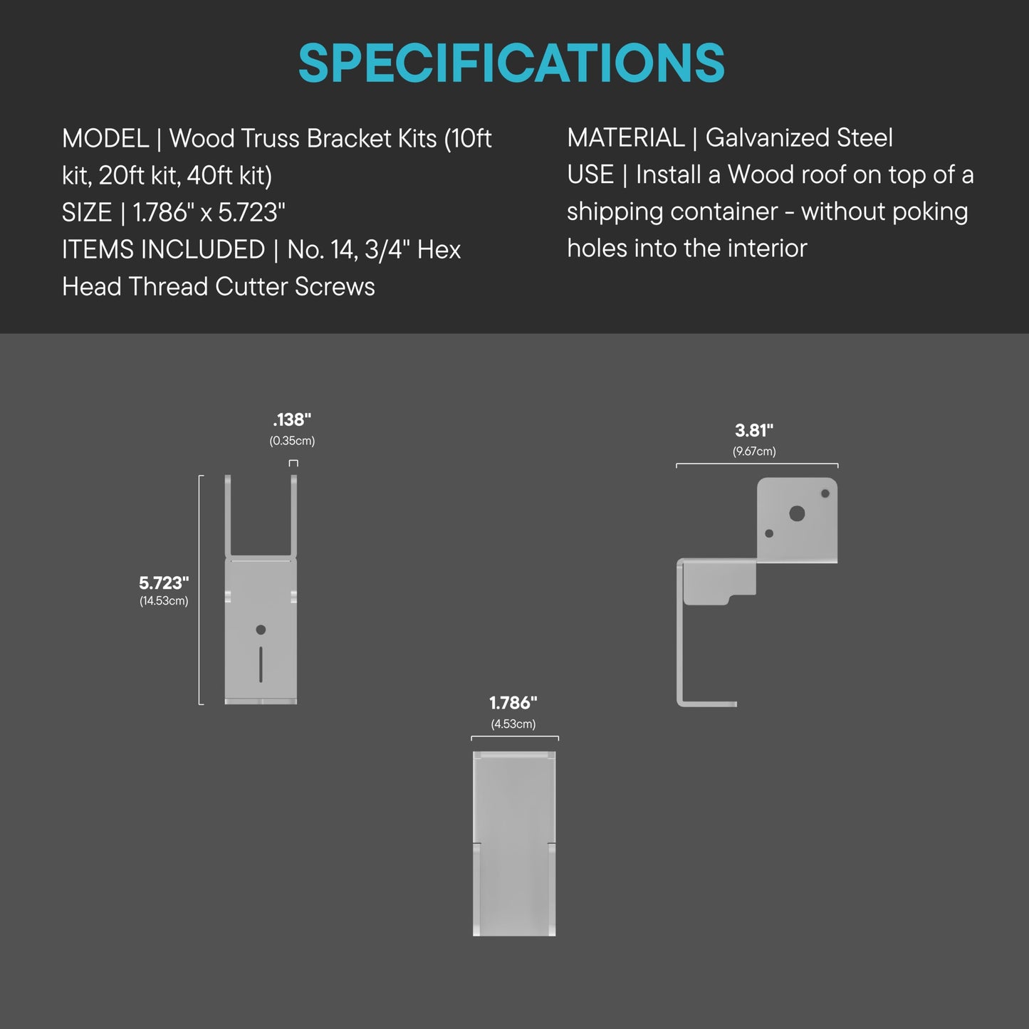 Container Modification World® - WSB™ Wood Truss Brackets for Shipping Containers and Sea Cans (40 FT Kit)