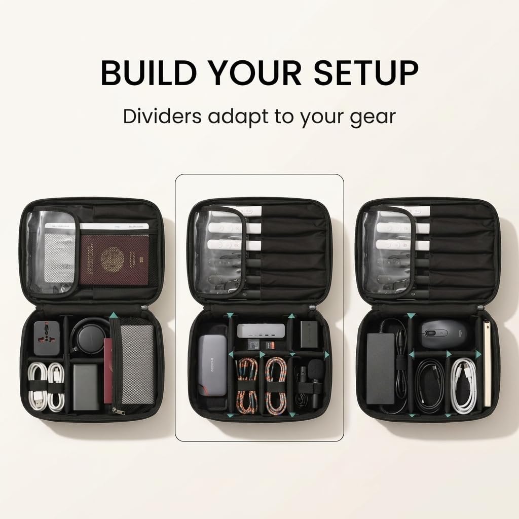 Keross Cable Organizer Bag for Travel with Removable Dividers Electronics Organizer Case for Chargers, Cables, Power