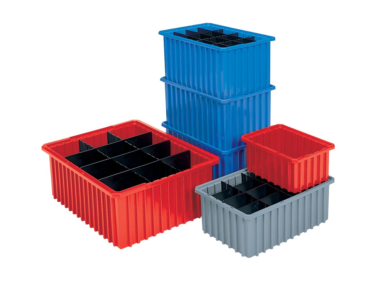 Akro-Mils 33105 Akro-Grid Plastic Slotted Dividable Modu Box Stackable Grid Storage Tote Container, (10-7/8-Inch L x 8-1/4-Inch W x 5-Inch H), (20 Pack), Blue