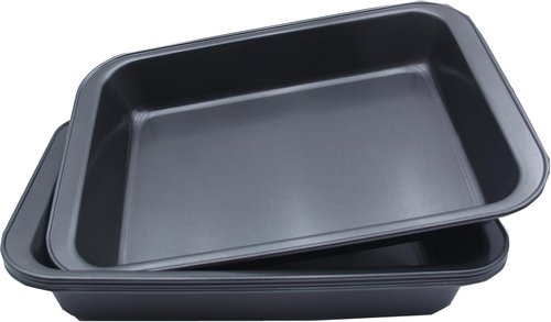 Heavy Duty Nonstick Baking Pan Set by [Brand Name] - 4 Pack Rectangle Carbon Steel | 12.6 x 8.6 Inch for Brownies, Lasagna & More