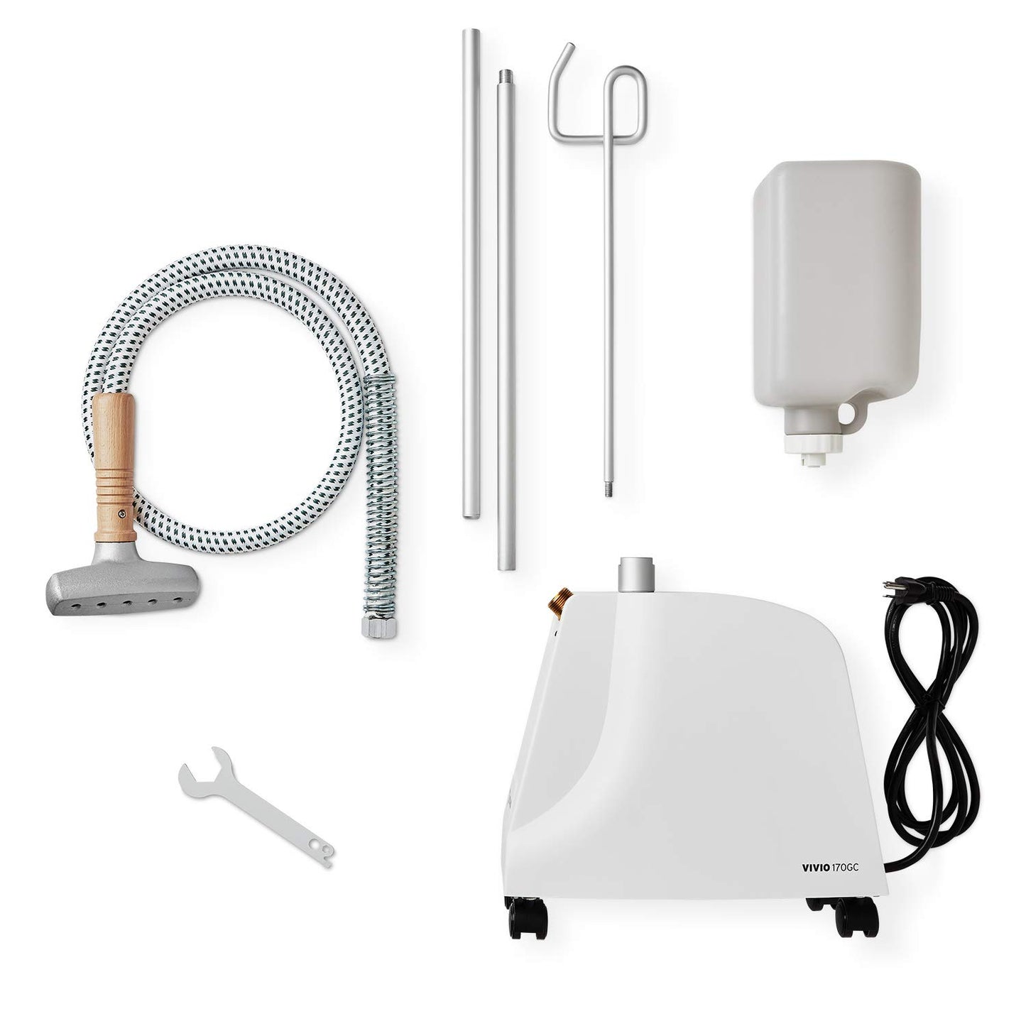 Reliable VIVIO 170GC Garment Steamer - 1300W Professional Steamer for Clothes with Fabric Brush, Standing Garment Steamer with Fabric Covered Steam Hose, 2 Hours Continuous Steam 2 Minute Heat-Up Time