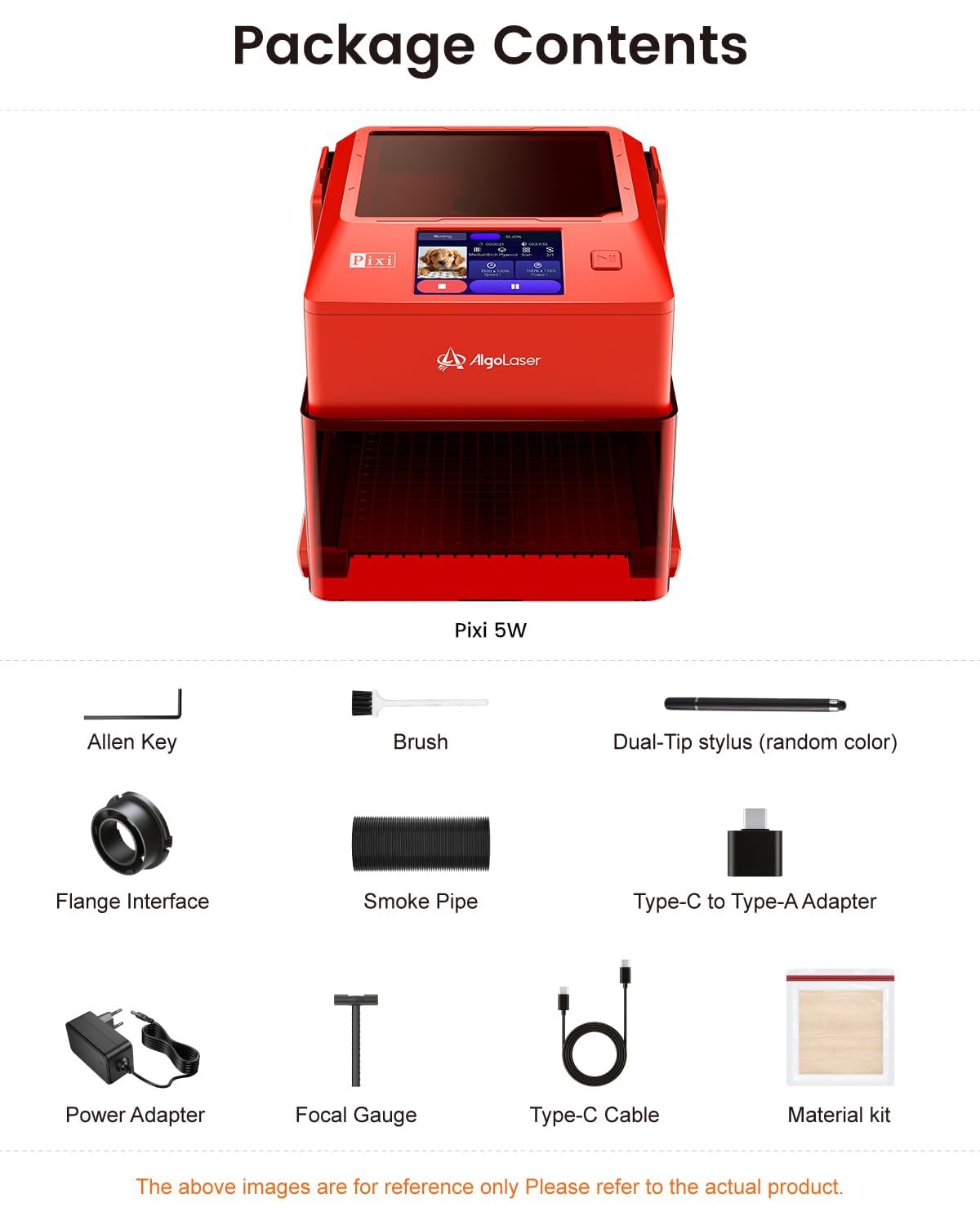 AlgoLaser 5W Laser Engraver Machine: Portable & Smart with 3.5" Touch Screen, Hand Drawing/Wireless/SD Card/Offline Engraving, AlgoOS Self Developed System for Wood, Acrylic, Leather