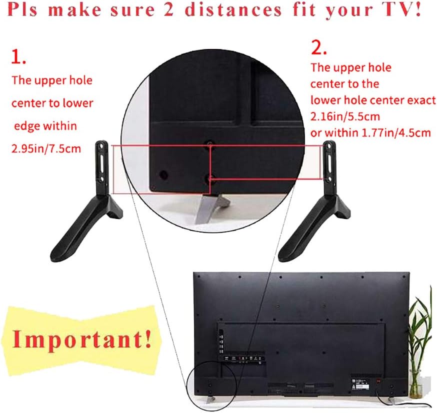 Drsn 99Lbs 2.16"/5.5cm 1.77"/4.5cm TV Pedestal Stand Mount Legs with Weight Capacity, Compatible with & Mounting Hole