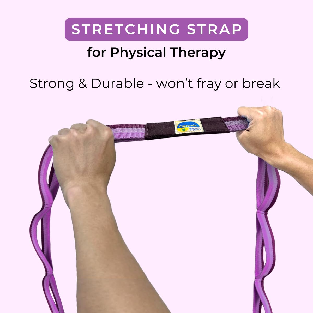 California Yoga Strap | Yoga Belt with Loops | 12 Multi Loop & Non-Elastic | Stretching Strap | Gym Workout & Exercise Bands | Physical Therapy | Improves Sitting Posture for Women & Men (Purple)