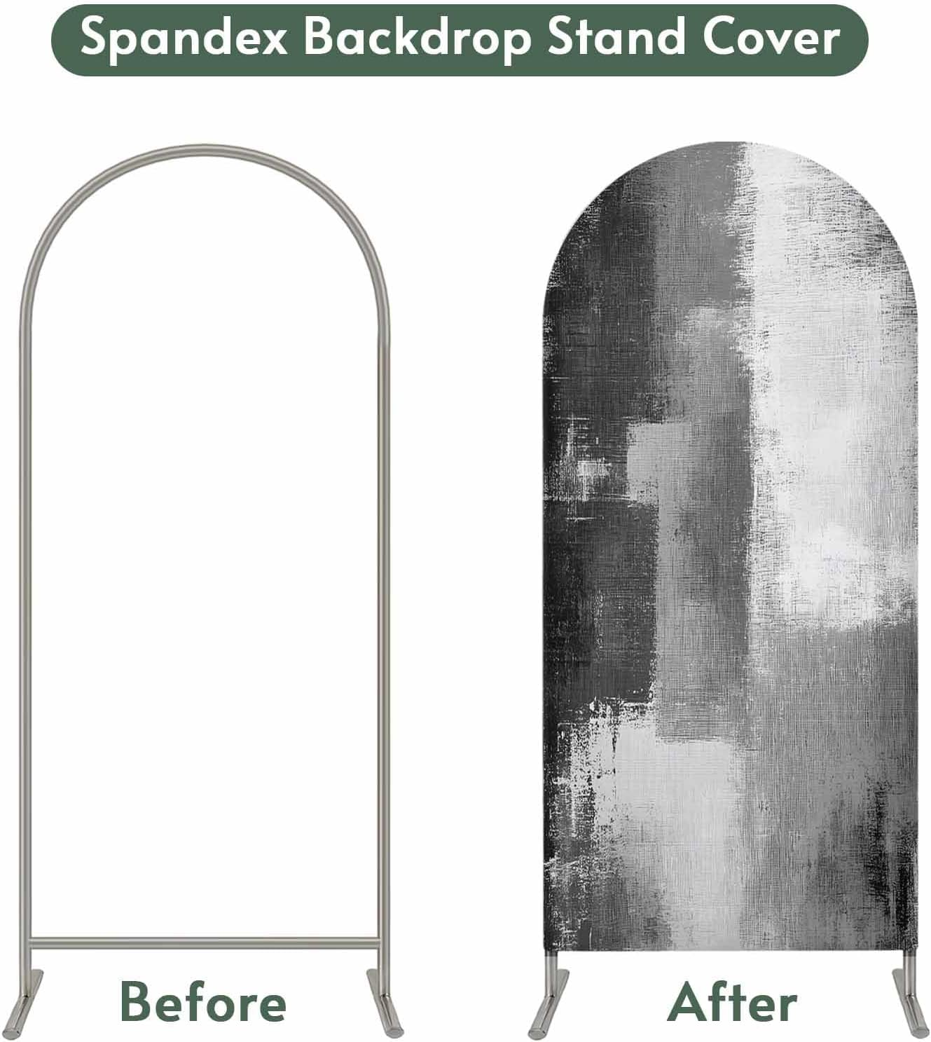 Jnbasdffb 6.6 Grey Wedding Arch Cover, Stretchy Spandex Arch Backdrop Stand Covers FT, Modern Oil Painted Art Abstract
