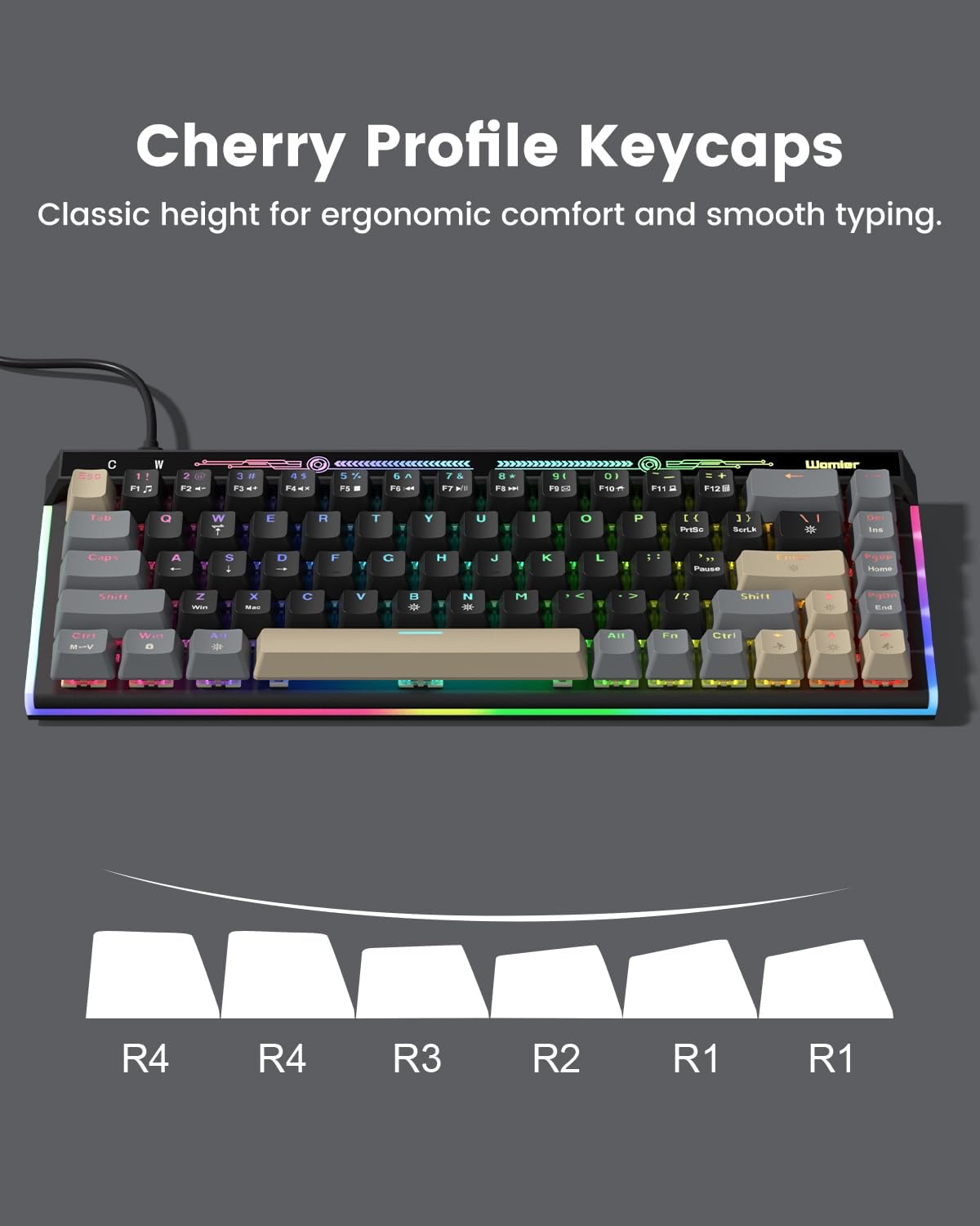 Typehaven VK68 65% 68 Gaming Keyboard, Wired Backlit Mini Keyboard, Ultra-Compact Anti-Ghosting No-Conflict Keys Gaming