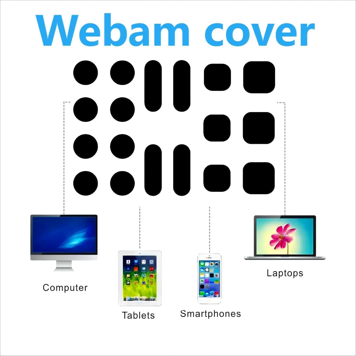 JiSiTeCai 18 Universal Webcam Covers - Privacy Protection Accessory, No Residue Application, Safe Screen Closure