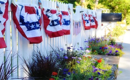 Memorial Day Decorations | Skiennix 1.5x3 Ft Patriotic Bunting Flags - 4th of July Half Fan Banner, 3-Pack