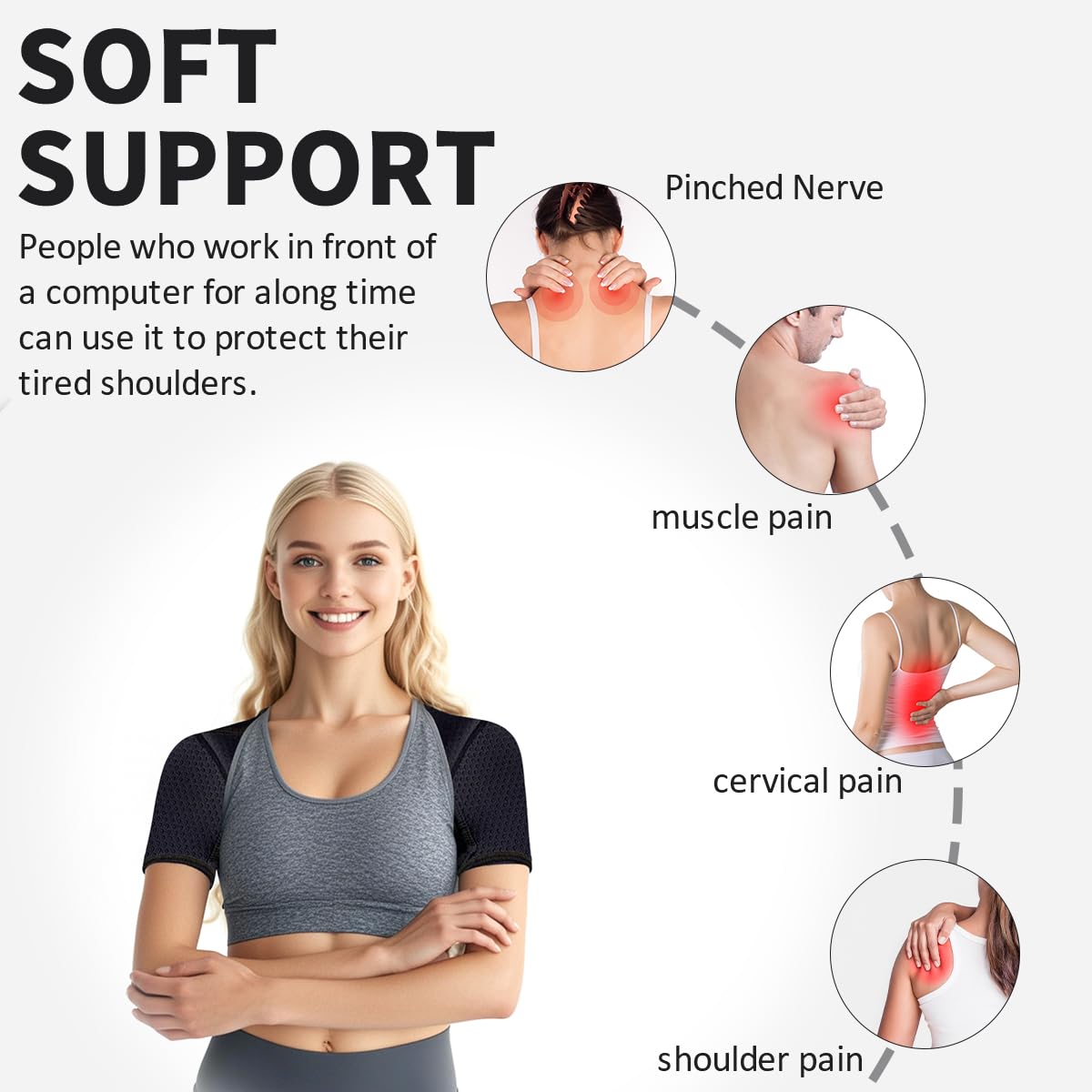 Double Shoulder Brace,Concealed Double Shoulder Brace for Sports Lovers,Comfortable and Breathable Shoulders Braces for Chronic Tendinitis Pain Relief,Outdoor Sports,Sleeping,Running (Small)