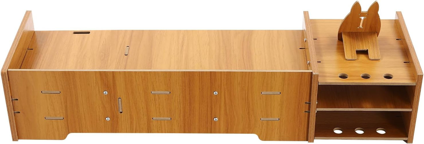 QUSKLISU (02) Computer Monitor Stand, Computer Rack with Drawers, Two top Platforms Desk Organizer Monitor Stand