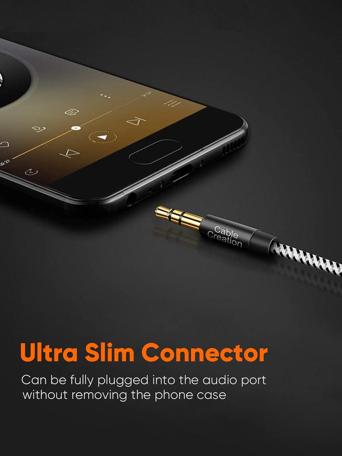 3.5mm 0.45meter(18inches), 1/8 CableCreation Aux Cable Short Male to Male Audio Auxiliary Cord Braided Hi-Fi Sound