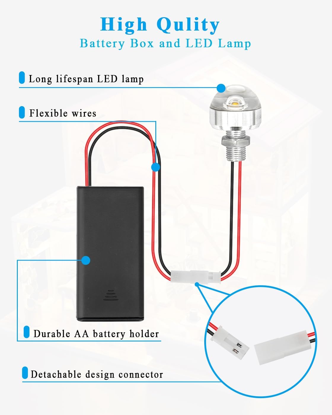 Bulb 3V, 1 Pack AA Battery Holder with Small LED and Switch Battery Box with Terminals, Miniature LED Lights Wiring Kit