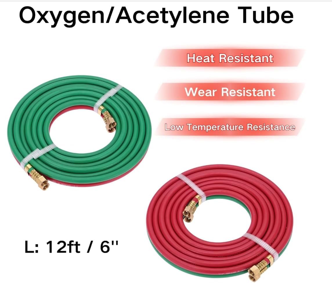 Oxyacetylene Torch Kit - Portable Welding Cutting Torch Kit with Gauges & Long Brass Nozzle, Oxy Acetylene Tanks, Regulators & Hoses, Oxy Acetylene Torch Set with Cutting Torches (US Fast Arrival)