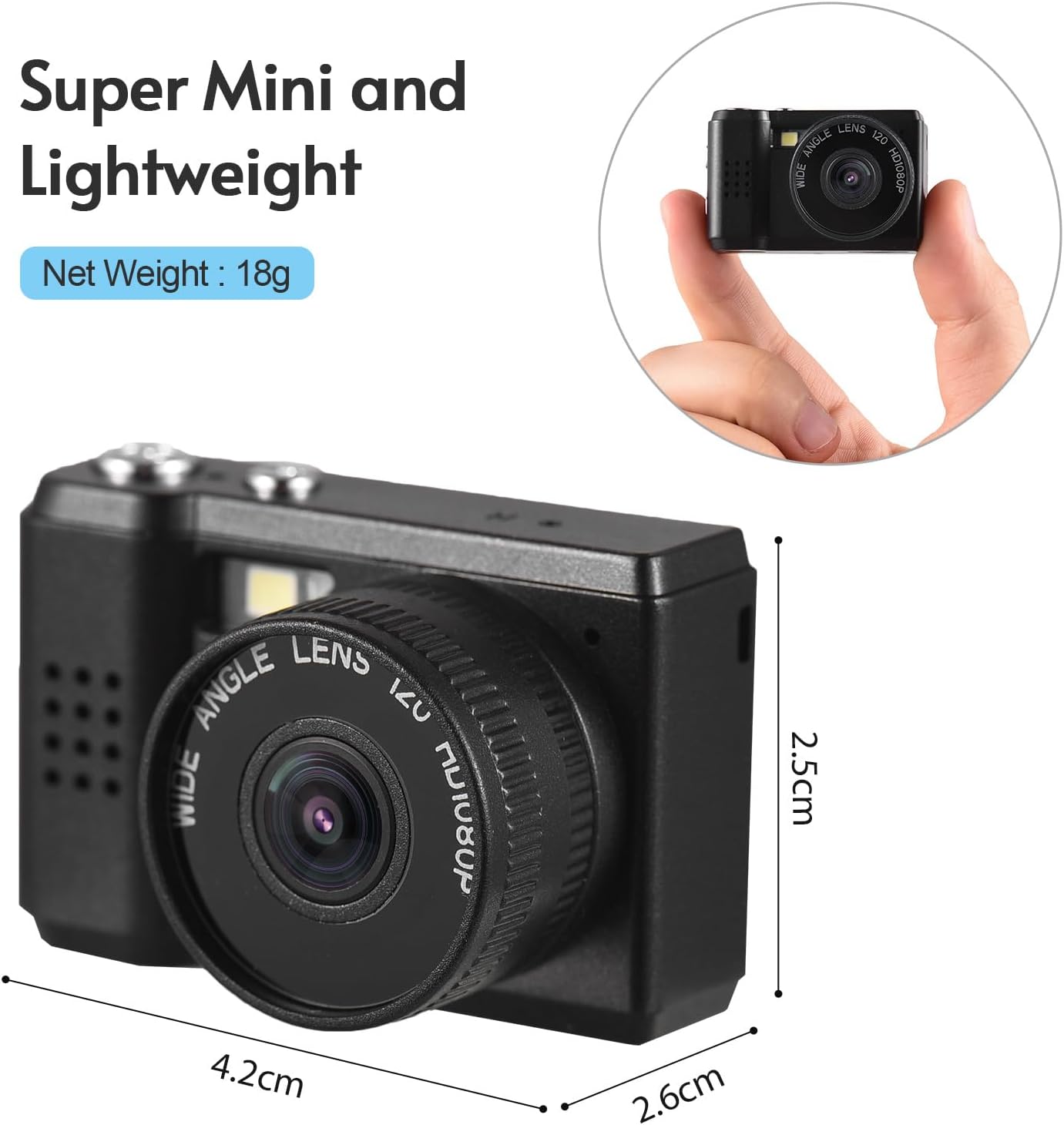 Andoer 1080P Mini Digital Video Camera Camcorder Built-in Battery with LCD Screen Flash for Photo Video, Black