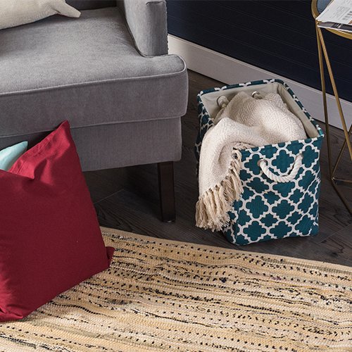 DII Polyester Container with Handles, Lattice Storage Bin, Small, Teal