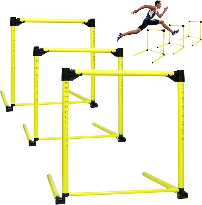 3 Pack Adjustable Height Hurdles Training Equipment, Agility Speed Jumping Training Equipment for Basketball Soccer Football Dogs, Indoor & Outdoor, Detachable Hurdles Track and Field(Green)