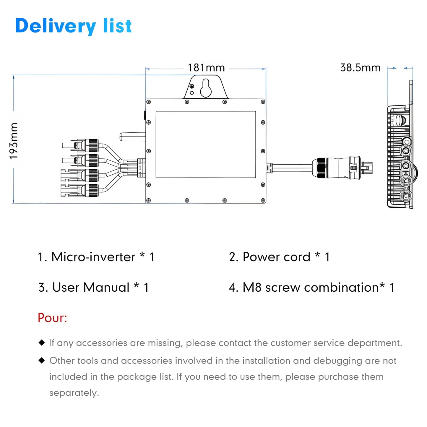 Solar Grid Tie Micro Inverter 800W, SMI800W 120V AC Grid-Tied Output with WiFi Smart App Tracking, 96% Efficiency Pure Sine Wave Inverter for Family Residence, Home & Small Business Energy Saving