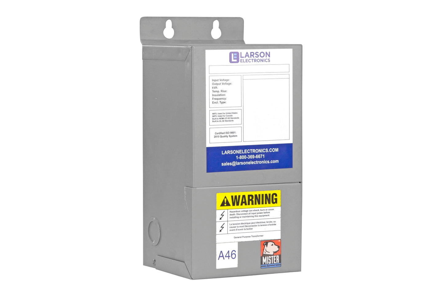 1-Phase Buck/Boost Step-Down Transformer - 245V Primary - 220V Secondary - 22.89, 34.33 or 68.67 Amps - 50/60Hz
