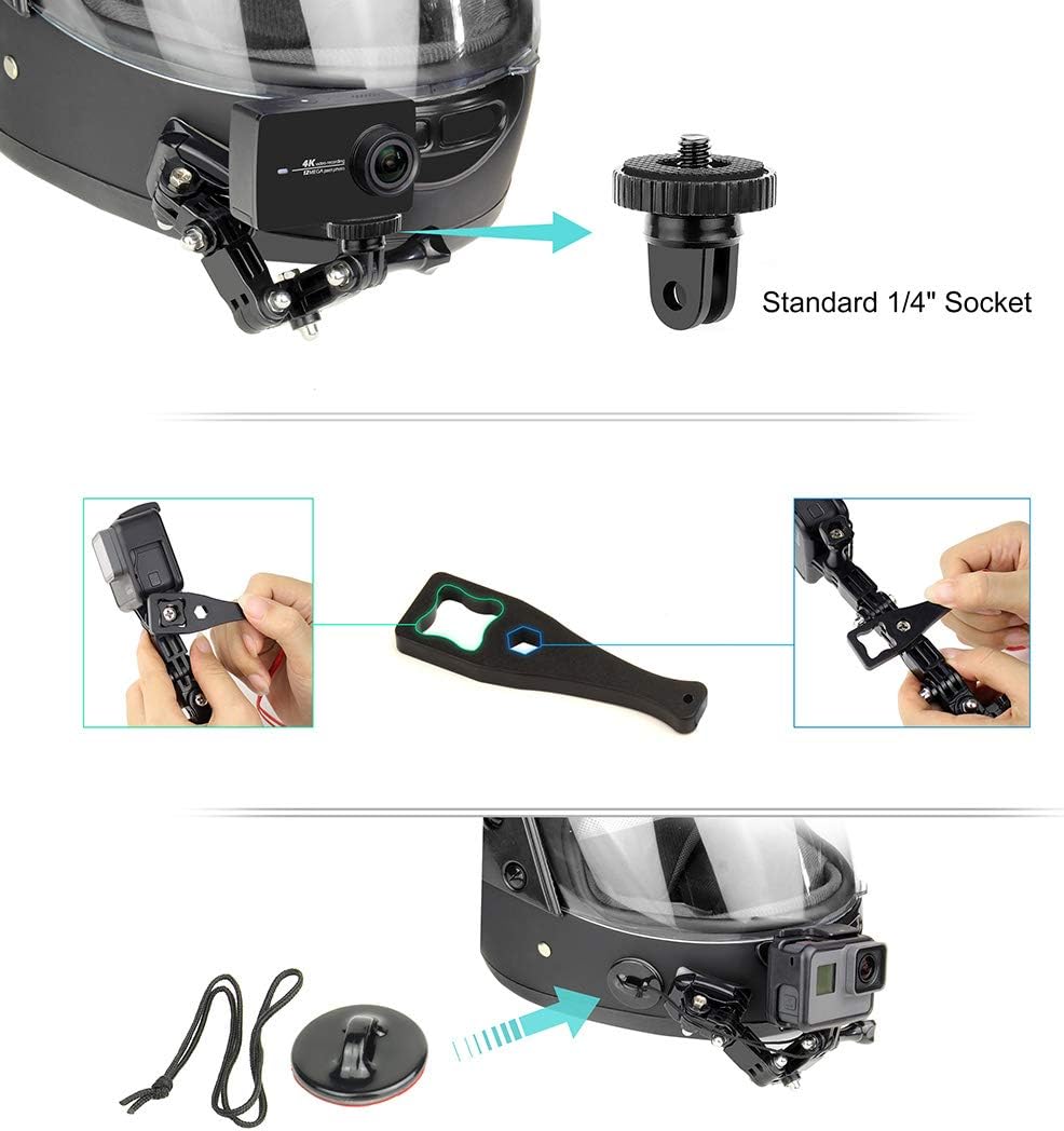 SOONSUN 13 12 11 10 9 8 7 6 5 4 Motorcycle Helmet Chin Mount Kits for GoPro Hero Hero Session, AKASO, SJCAM, Osmo