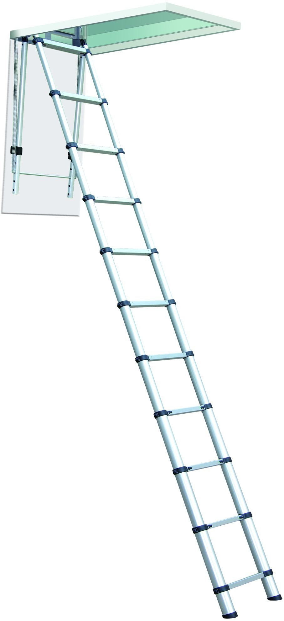 Telesteps 1000L Telescoping Attic & Loft Ladder – for 8–10 ft Ceilings | Type 1A 300 lb Rated | Compact Aluminum Ladder with One-Touch Operation, Spring Assist & OSHA Compliance
