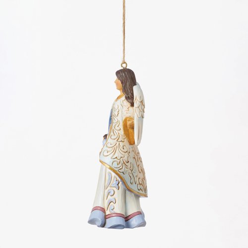 Enesco Jim Shore Heartwood Creek Angel with Cloak Nativity Scene Hanging Ornament, 4.53 Inch, Multicolor