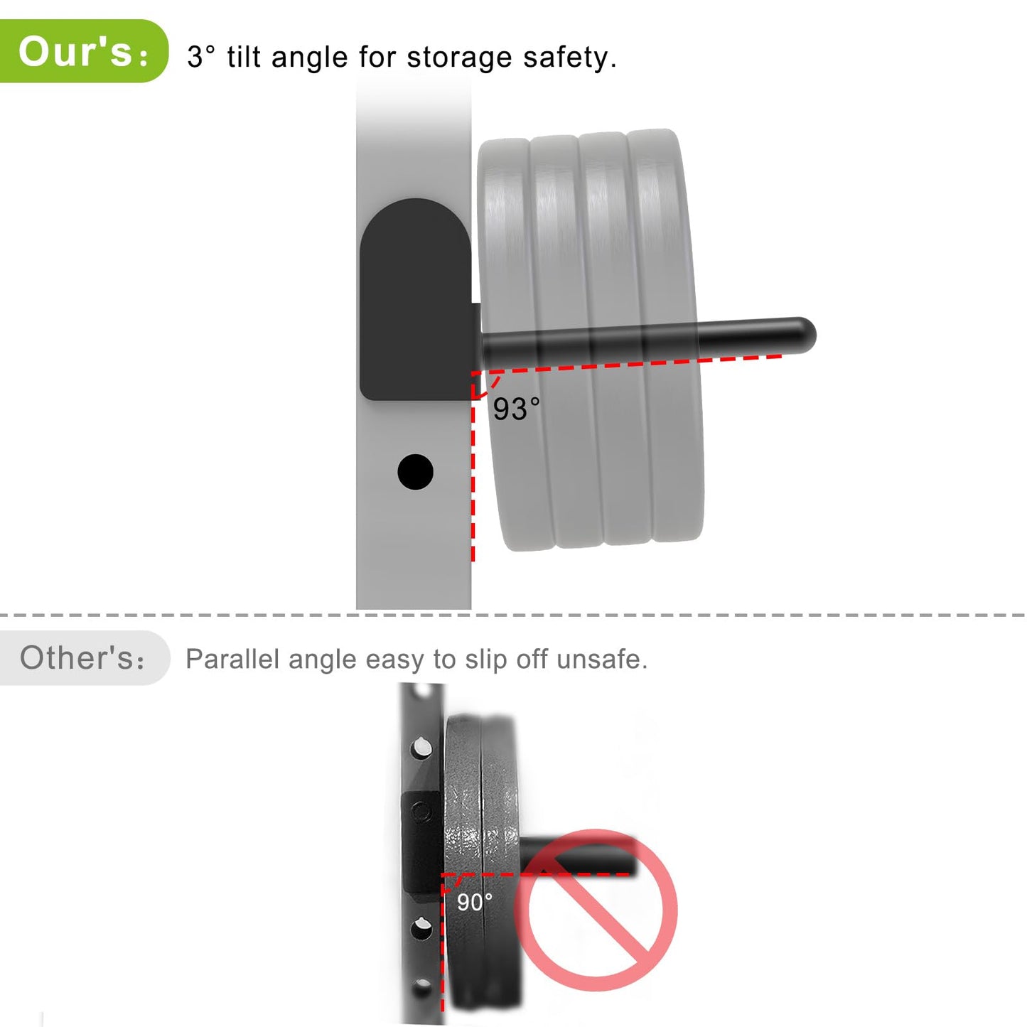 Kipika Weight Plate Holder for 3x3 Power Rack - Heavy Duty Steel Storage Rack for 1" Weight Plates - Fits 3x3 Power Rack with 1" or 5/8" Hole - Holds up to 300 lbs. per Rack - Set of 2