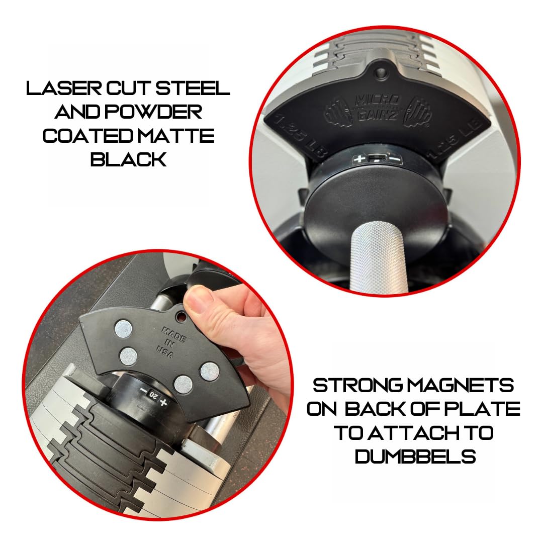 Micro Gainz 1.25LB Magnetic Weight Attachment for Nuobell Style Adjustable Dumbbells, Choose 2 or 4 Piece Magnetic Weight Plates, Ideal for Micro Loading Dumbbells, Made in USA
