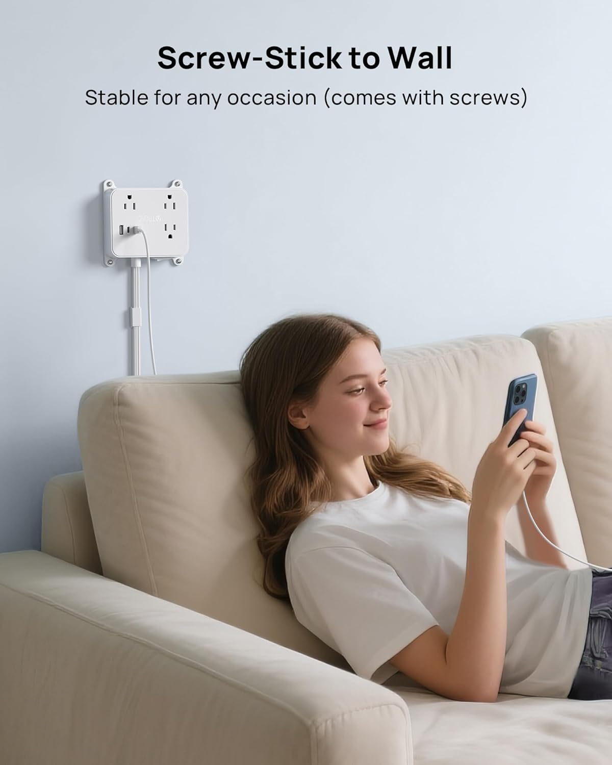 TROND 360 1.5FT 3 2 Rotating Plug Outlet Extender, Short Extension Cord, AC Electrical Extendable Outlet with USB C