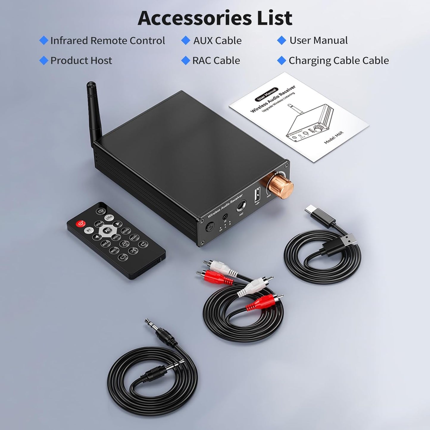 Ransanx M6R 6.0 Bluetooth Receiver Audio Receivers Support Microphone Singing U Disk Playback Infrared Remote Control