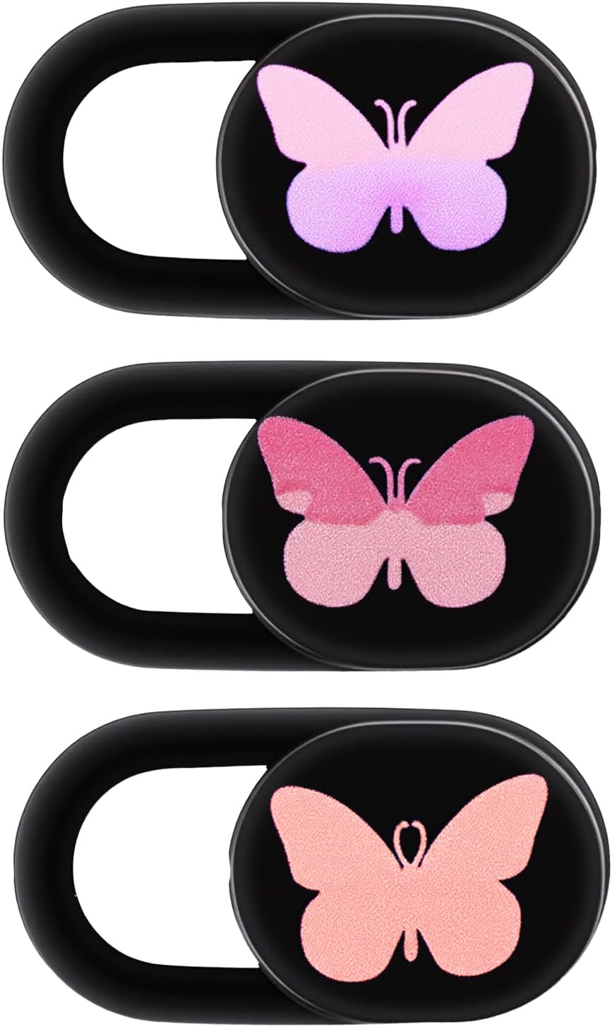 Fyntave 3 Pack Webcam Cover Slide Butterfly Ultra Thin Laptop Camera Cover, Slide Cute Accessories for Laptop PC Camera