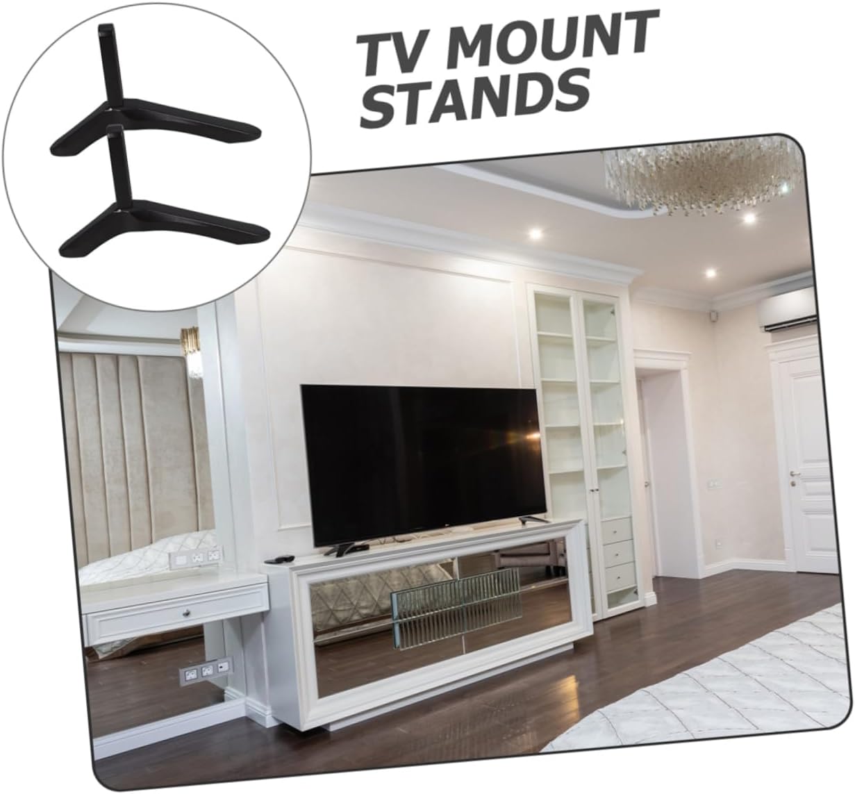 Garneck 1pair Heavy Duty No-Drill Tv Stand Mount Stable Base Height for Living Room Bedroom and Hotel Tv Tabletop
