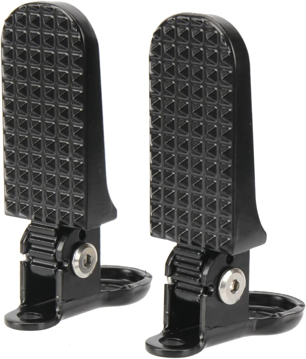 Tailcle 1 Pair Bike Rear Pedals, Mini Folding Bike Pegs, 8mm Aluminium Alloy Non-Slip Bicycle Footrests, Quick Release Foot Plates Pedals for Mountain Bike E-Bike (Black and Silver)