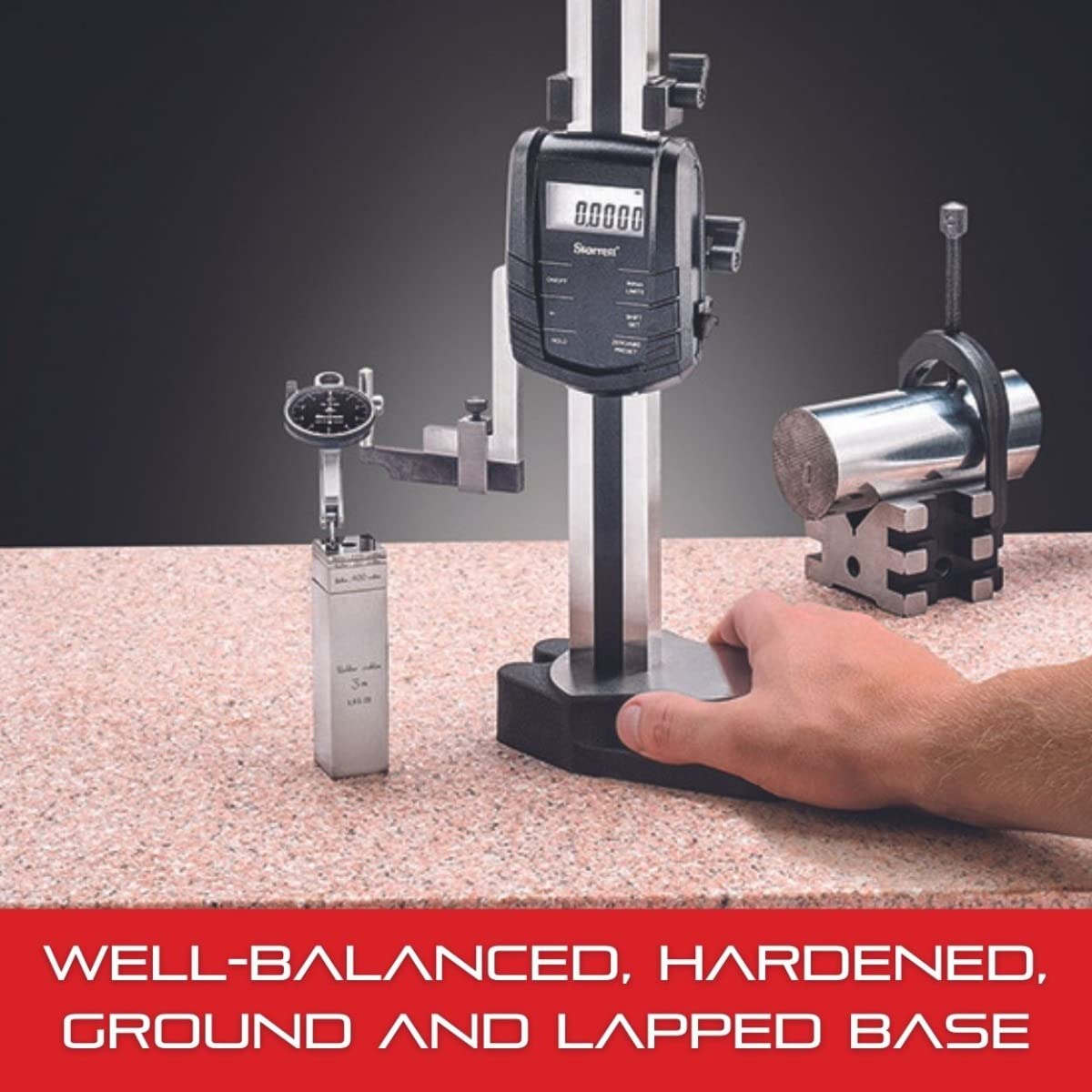 Starrett Electronic Digital Height Gage, SPC Output with Scriber - 0-24" Range, .0005" Resolution, Manual On/Off, Large LCD Display - 3754-24/600