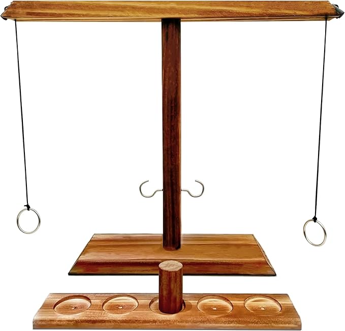 Hook and Ring Game with Shot Ladder, Ring Toss Game for Adults, Wooden Ring Hook Tossing Game Yard Games, Indoor Outdoor Games for Adults Party, Home, Patio