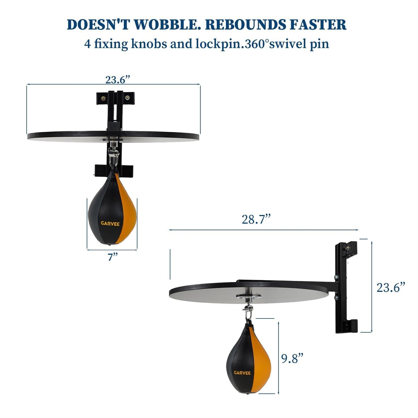 GarveeTech Hardwood Speed Bag Platform Kit with Adjustable Mount 360 Degree Swivel and Includes Speed Bag Air Pump for Boxing Training and Home Gym Workout