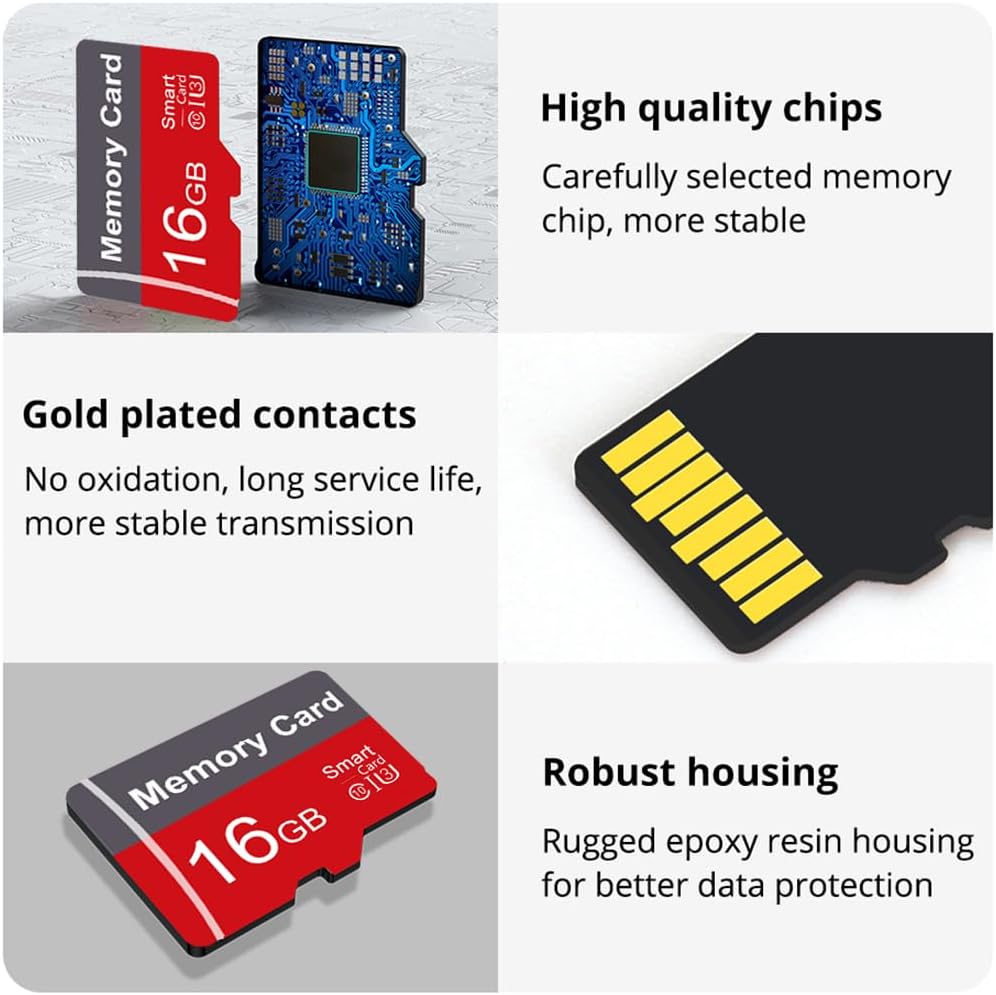 Yicunxin 2 Pack 16GB C10 A1 (16, Memory Card with Adapter, High Speed TF Card, UHS-I Memory TF Card for Tablet/Mobile