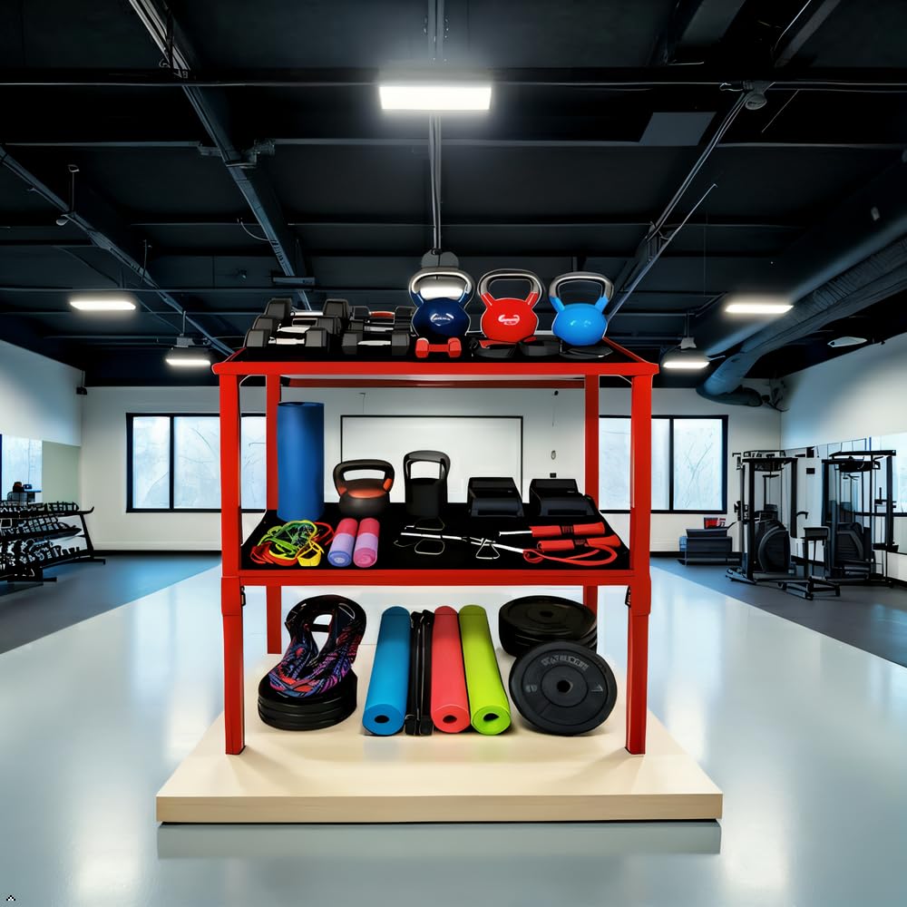 OGODU Commercial Heavy Duty Adjustable Dumbbell Stand & Kettlebell Stand, Adjustable Dumbbell Weight Rack, Kettlebell Storage Rack, Weight Rack for Garage/Home Gym/Commercial with Non-Slip Base, Anti-Tip Safety & Space-Saving Design, Weight Capacity 500/6