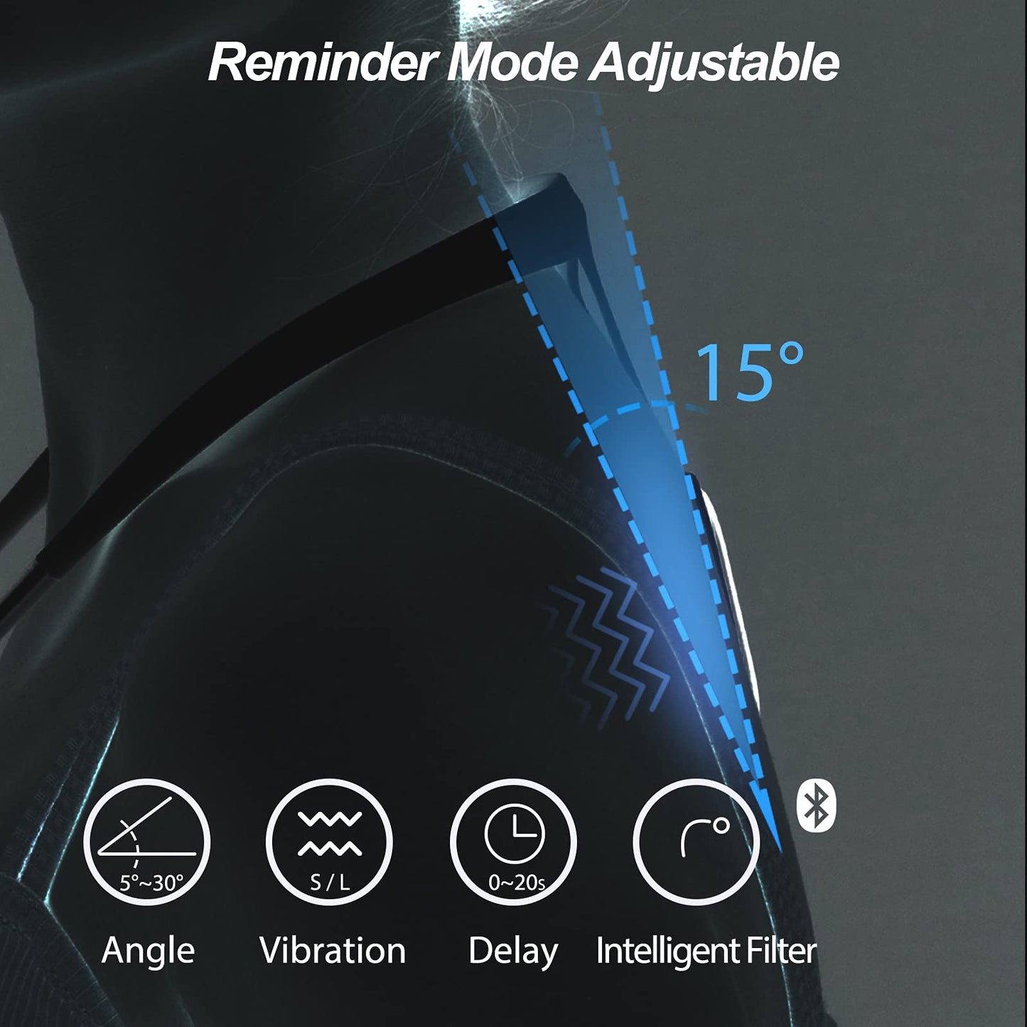 hipee P1 Smart Posture Trainer & Corrector, Control with App, Check Posture in Real Time, Strapless, Boost Health & Temperament (Black)