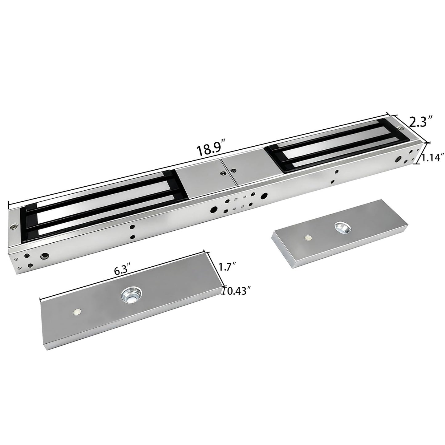 Double Door Electromagnetic Lock with Z and L Bracket 350KG 800LBS Holding Force 5-Wire with Signal Feedback Double Door Magnetic Lock 12V DC Fail Safe NC Mode for Access Control System