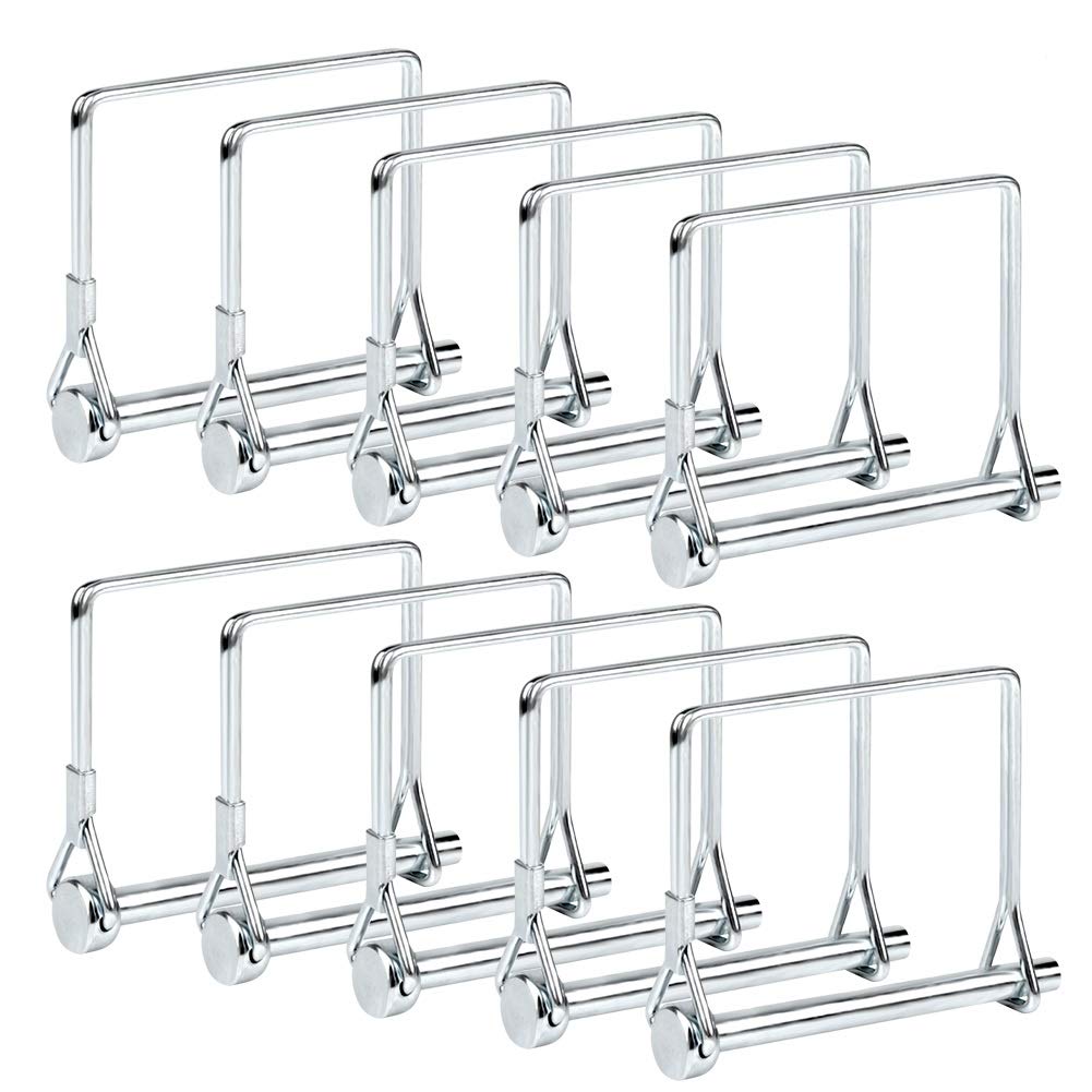 10 PCS Square Pto Pin Shaft Locking Pin 1/4 pin Hitch pin Wire Lock Pin Safety Coupler Pin 1/4" x 2-3/4"for PTO,Farm,Lawn,Hitches,and Garden (10 PCS Trailer Pins)