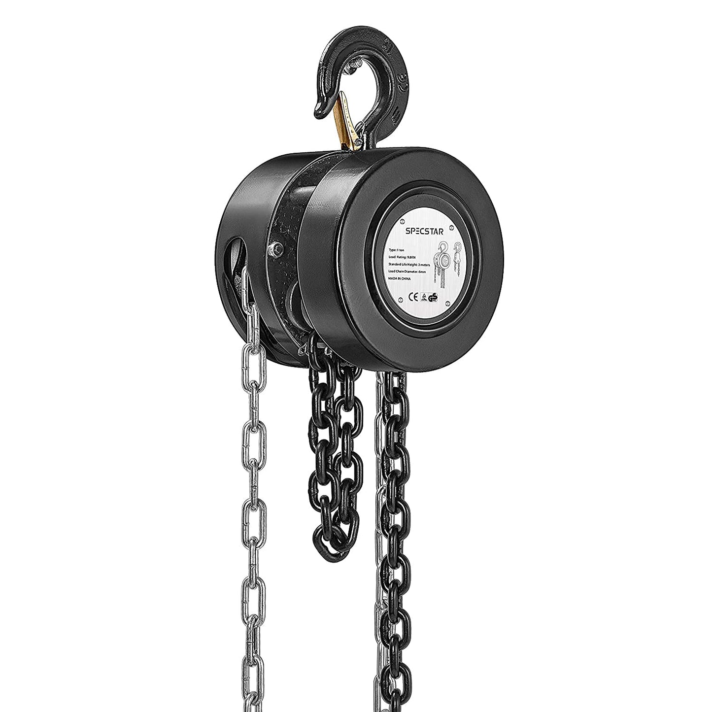 VIVOHOME 3-in-1 Electric Hoist, Powerful 110V Portable Winch with 660Lbs Loading Capacity with SPECSTAR Hand Chain Hoist 1 Ton 2200 Lbs Capacity 10 Feet with 2 Heavy Duty Hooks