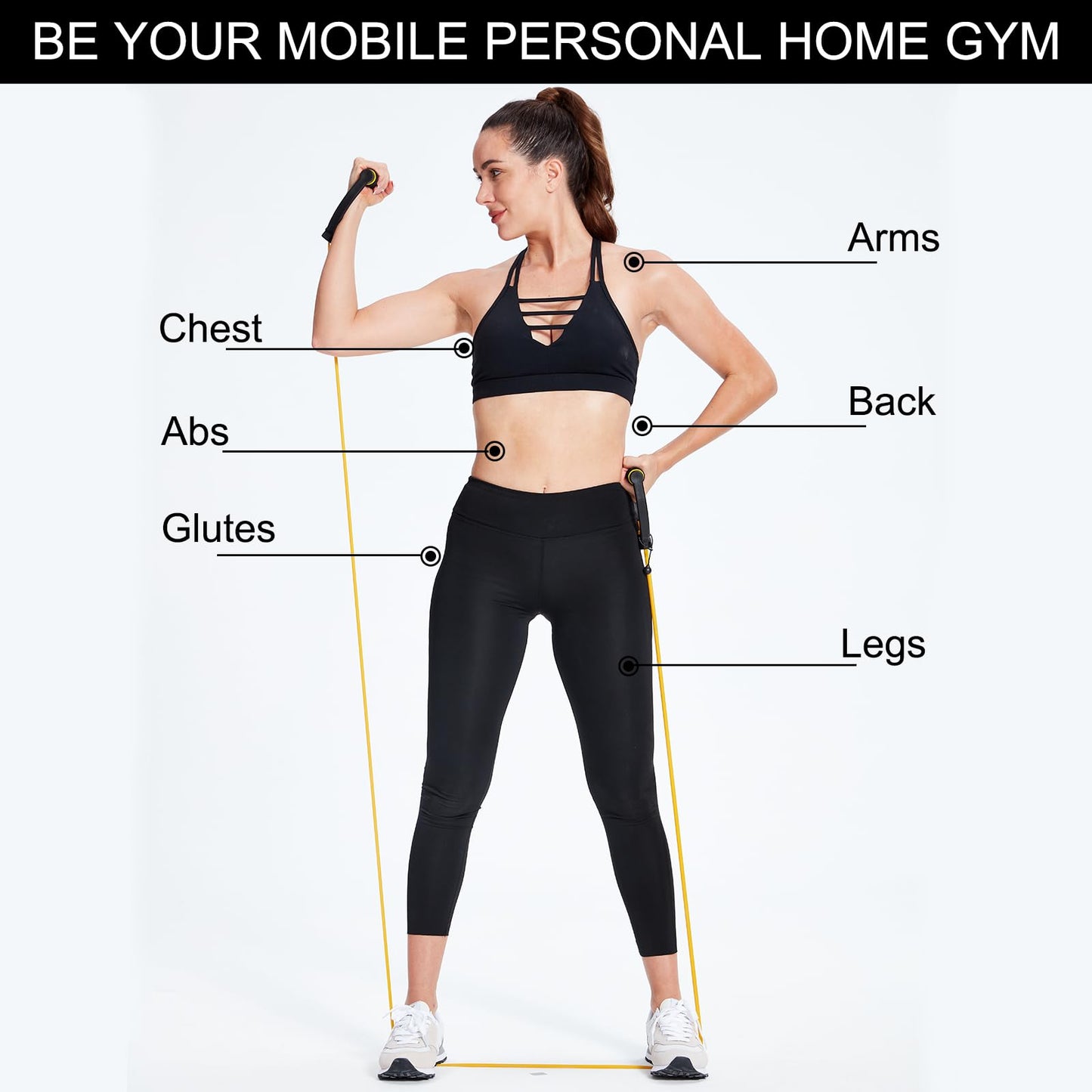 ZHIAMZ Resistance Band with Handles and Door Anchor, Adjustable Exercise Tube Band for Physical Therapy, Strength Training, Pilates and Home Workouts