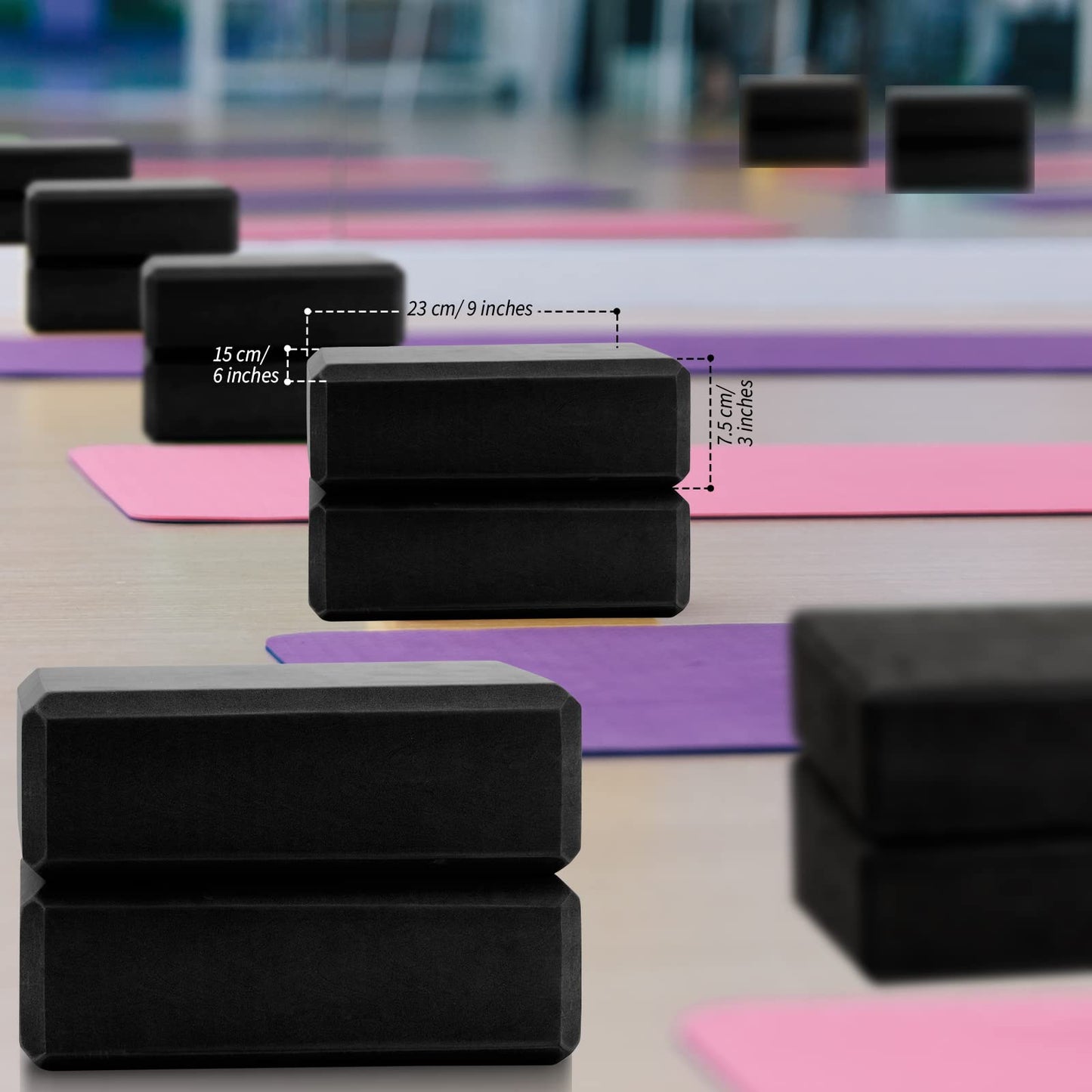 10 Pcs Foam EVA Yoga Blocks Lightweight Non Slip Supportive Yoga Bricks for Pilates Stretching and Meditation, Women Men Yogi Beginners(120g,Black)