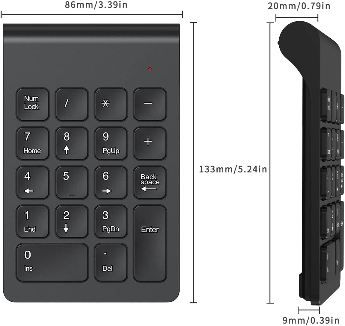 cimetech 2.4G 18 Wireless Number Pad, Numeric Keypad Numpad with USB Receiver, Keys Portable Mini Keyboard for Laptop