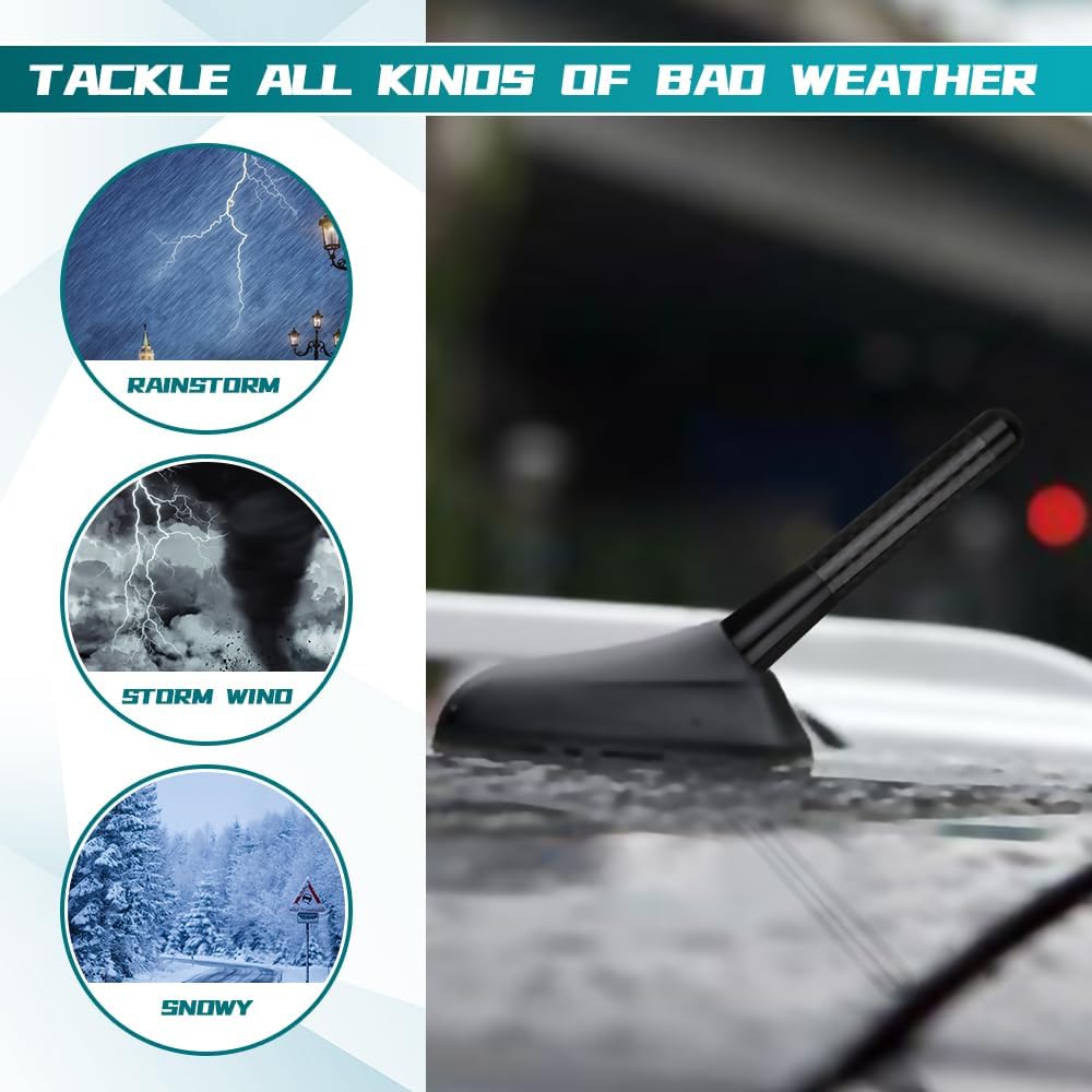 Kutyun 3.15" Car Stubby Antenna, Universal Mini Antenna with Aluminum Alloy Thread, Replacement Antenna for AM/FM Radio