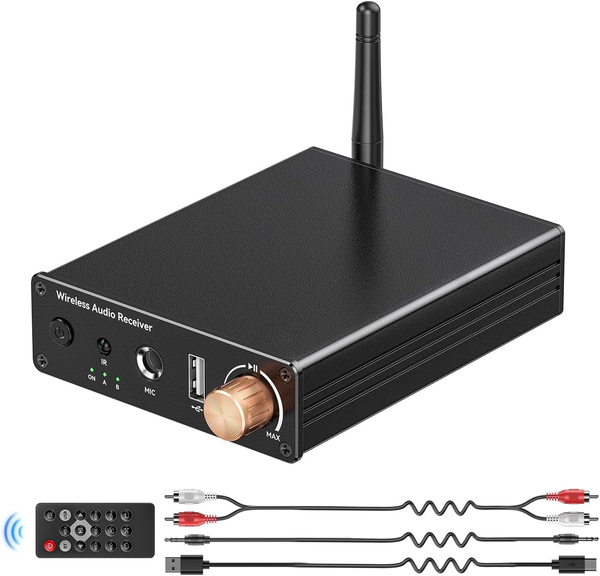 MiiTeeks 6.0 3.5mm/RCA,USB 6.5mm [Upgraded] Bluetooth Receiver,Wireless Bluetooth Long Range Low Latency for Home Audio