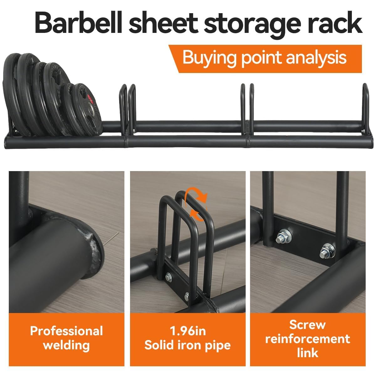 Weight Plate Rack for Home Gym - Weights Rack for Plates Use Singly or Combine Multiple Units | Olympic Weight Plate Rack Up to 660 LBS - New Model Bumper Plate Rack for Easy Plate Changes(1Unit)